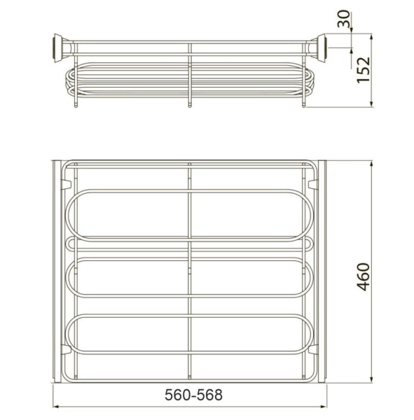 Полка для обуви SMART, 600мм, 460х660х152мм, без направляющих, сталь, графит