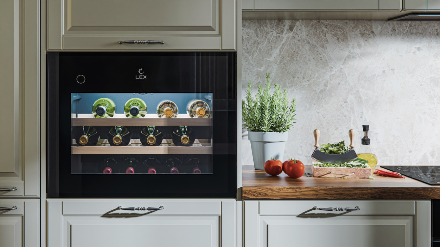 Винный шкаф LWD6028BL PP, 455х590х563 мм, стекло, черный, Lex