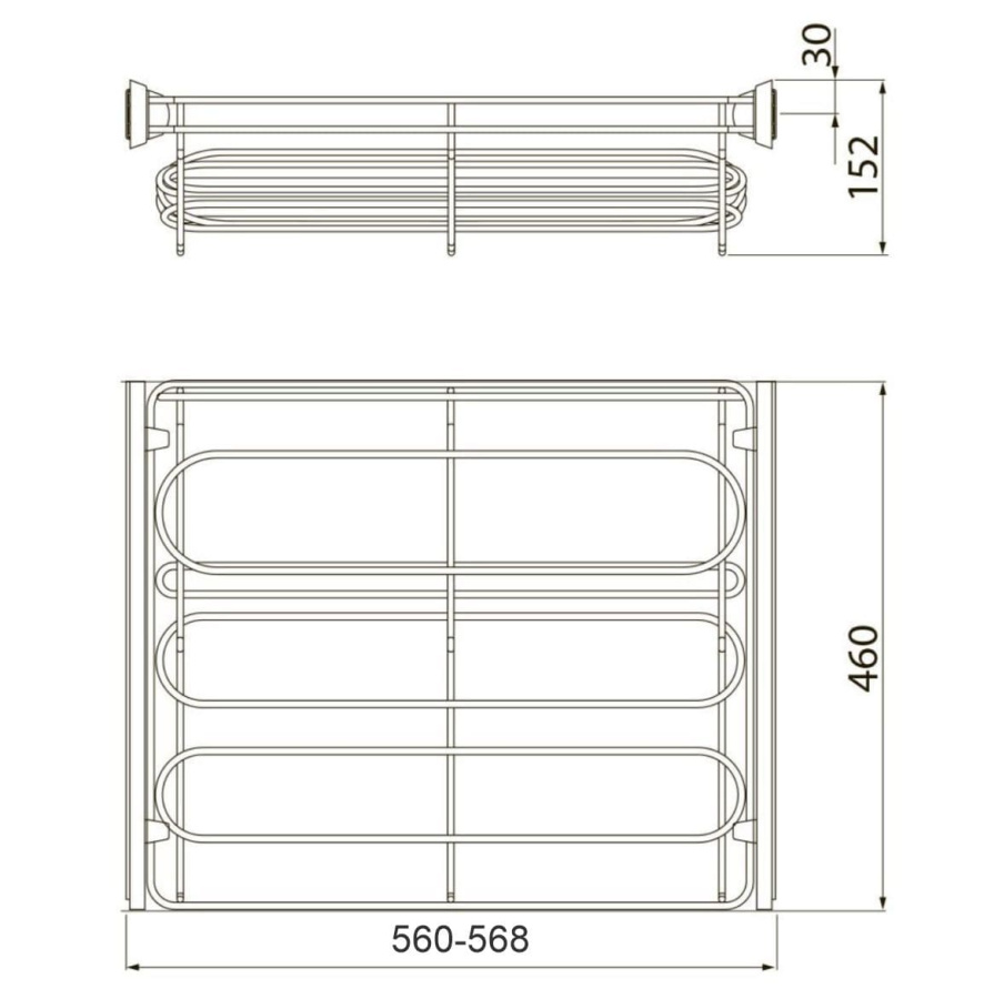 Полка для обуви SMART, 600мм, 460х660х152мм, без направляющих, сталь, графит
