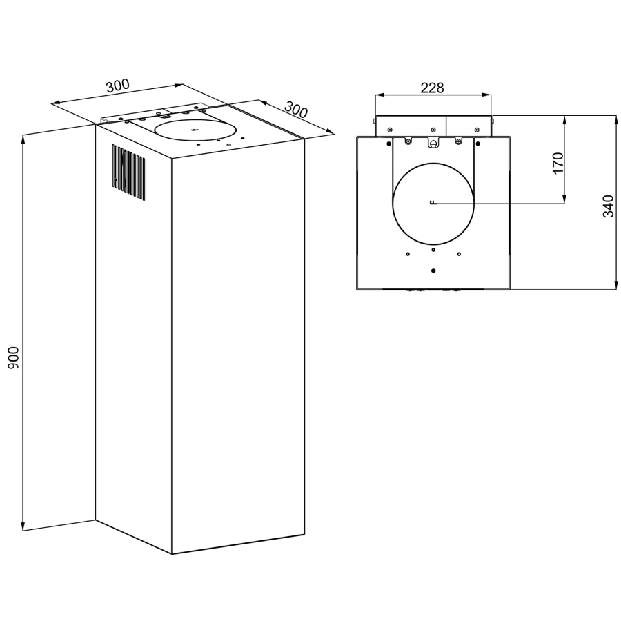 Вытяжка настенная Allegro Black, 30 см, без угольн. фильтра, черный, Konigin