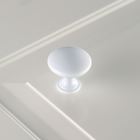 Ручка-кнопка, TERNI, d=30мм, металл, белый глянцевый, GTV