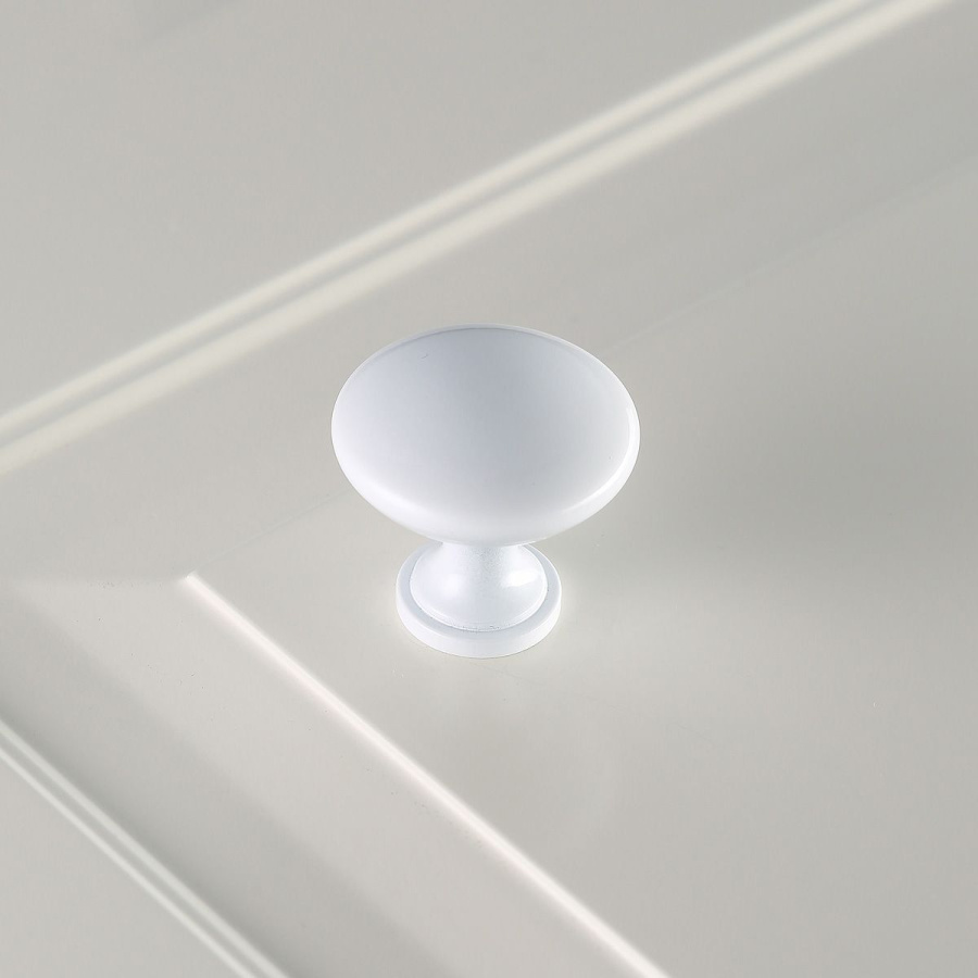 Ручка-кнопка, TERNI, d=30мм, металл, белый глянцевый, GTV