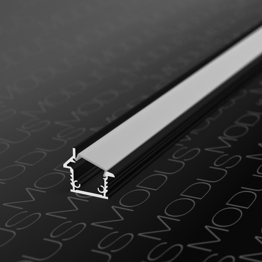 Профиль врезной угловой 22х19х3000мм, лента ≤8мм, черный (без диффузора), LD 03