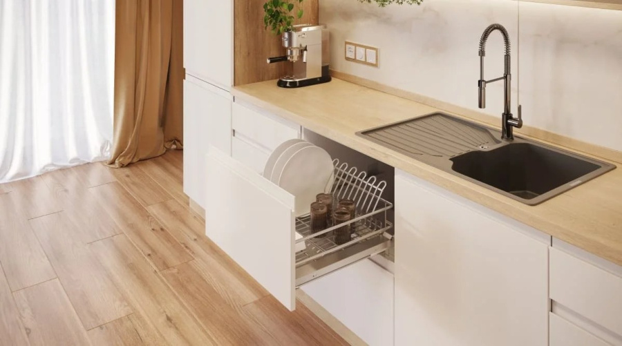 Сушка выкатная в нижний шкаф 800мм, с креп. фасада, с поддоном, без направ, хром, GTV