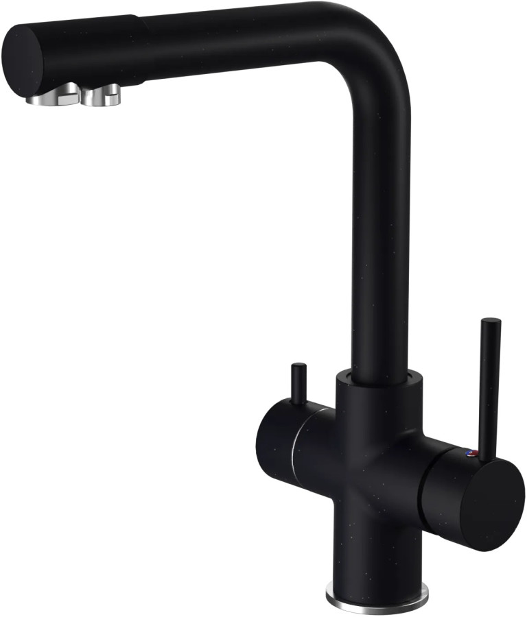 Смеситель GranFest Quarz Z-5423, с краном питьевой воды, черный