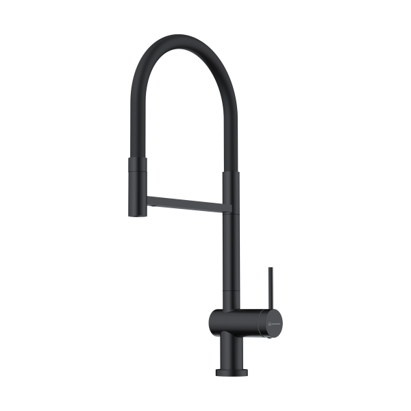 Смеситель Kanto-2 Plus-SB-GB-BL, латунь, графит/черный гибкий шланг