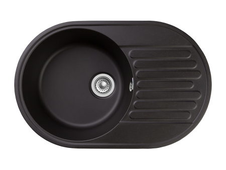 Мойка GranFest QUARZ 18, 737х478 мм, черный (овальная, без сифона)