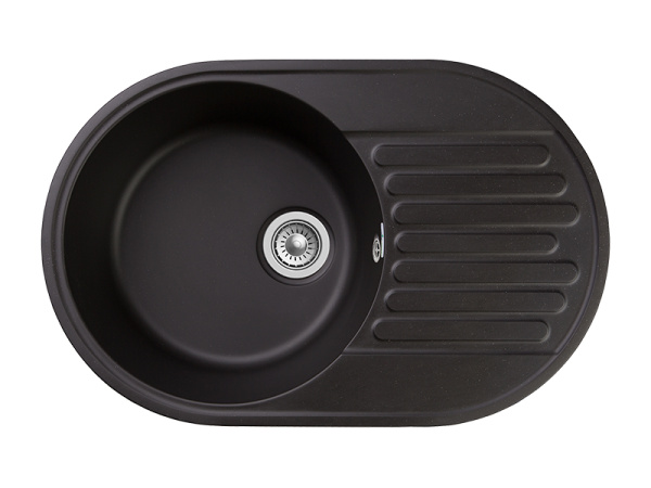 Мойка GranFest QUARZ 18, 737х478 мм, черный (овальная, без сифона)