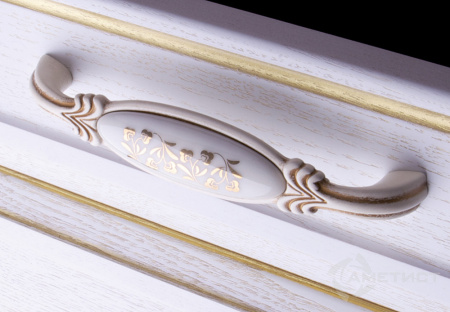 Ручка-скоба, M78Х01, 128мм, металл/керамика, слоновая кость/белый с орнаментом