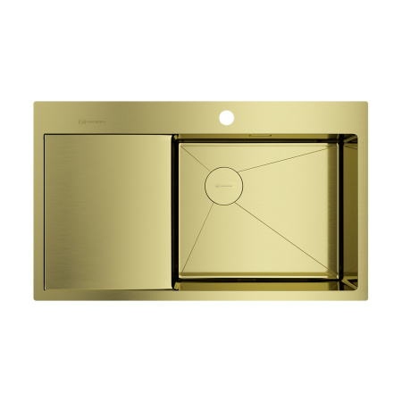 Мойка Akisame 86-LG-R Side, нержавеющая сталь, светлое золото