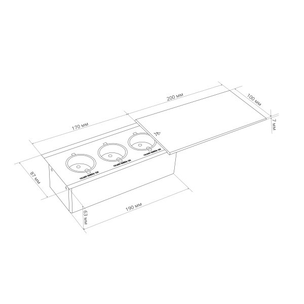 Встраиваемая, 3хEURO, сдвижн. крышка, серебро, усовое заземл., алюминий/железо, JX-719J