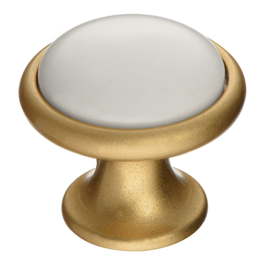 Ручка-кнопка, 3008-61-KREM, d=35мм, керамика/металл, кремовый/матовое золото