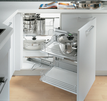 Волшебный уголок Комплект 450-600мм в угловой шкаф, 2 полки, правый, хром, Kessebohmer