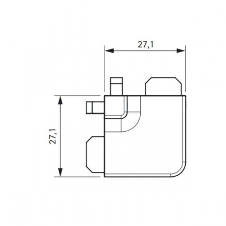 Внешний угол 90*, алюминий, для профиль-ручки GOLA, для верхнего ящика, алюминий