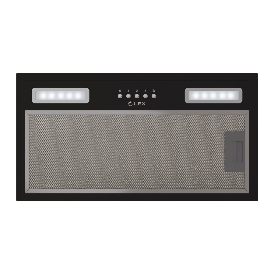 Вытяжка полновстраиваемая HYPER 600 LIGHT BL, 60см, б/угольного фильтра, черный, Lex