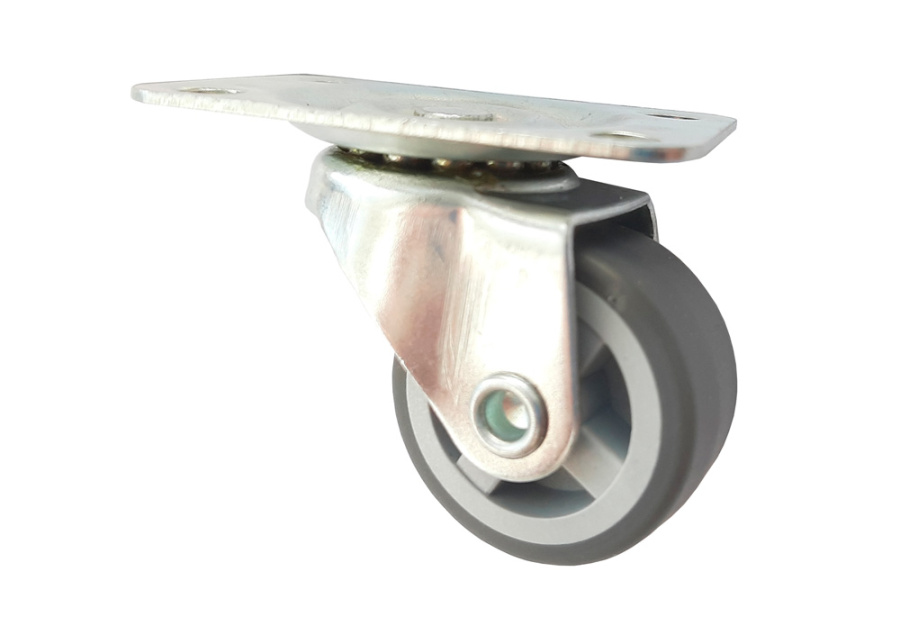 Опора колесная с площадкой, d=30мм, без стопора, резина, серый, нагрузка 10кг, Jet