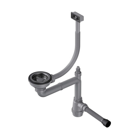 Арматура для одночашевых моек WK-1-S-GM, скрытый прямоуг. перелив, вороненая сталь