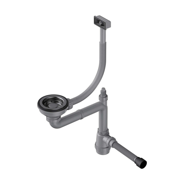 Арматура для одночашевых моек WK-1-S-GM, скрытый прямоуг. перелив, вороненая сталь