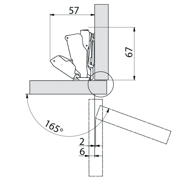 GTV Петля 165*, с планкой 0мм, с доводчиком, БЕЗ еврошурупа, 45мм, 3D-регулировка