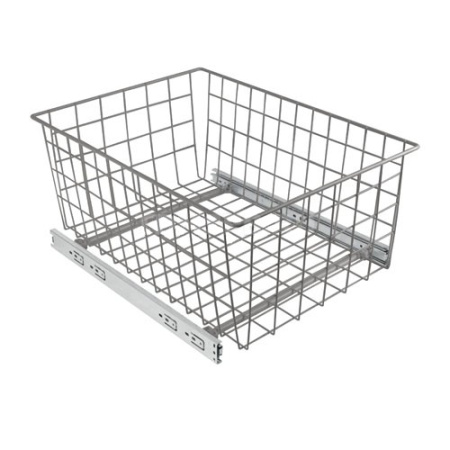 Решетчатая выдвижная емкость, 335х475х200мм, шариковые направляющие, серебро