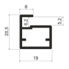 MZ02 Алюминиевый профиль для стекла, 20,5х19мм, L=6000мм, латунь