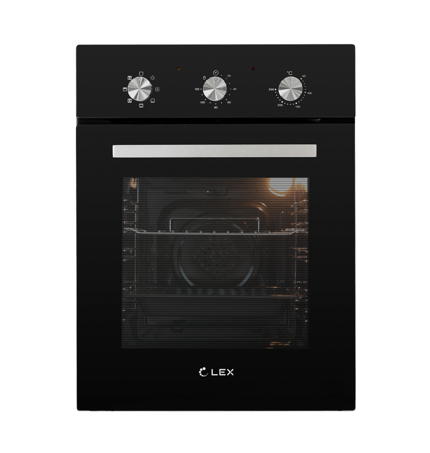 Духовой шкаф EDM 4570 BL, 45 см, стекло/нерж. сталь, черный, Lex