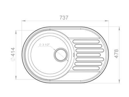 Мойка GranFest QUARZ 18, 737х478 мм, черный (овальная, без сифона)