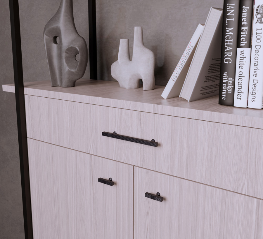 Ручка-кнопка, 536, 50х10х30мм, металл, жемчужный серый