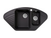 Мойка GranFest QUARZ 14, 927х497 мм, черный (угловая, 1,5 чаши, без сифона)