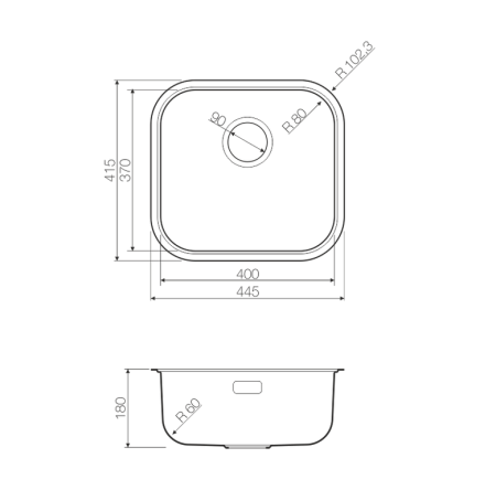 Мойка Omi 44-U/I-GM, нержавеющая сталь, вороненая сталь