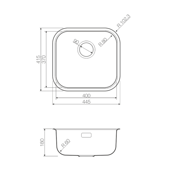 Мойка Omi 44-U/I-GM, нержавеющая сталь, вороненая сталь