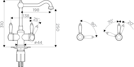 Смеситель Tottori-AB, латунь, античная латунь