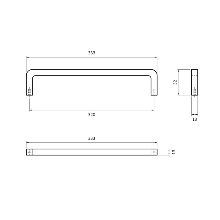 Ручка-скоба, C-6519-320.P61-G77-A/TL77, Hermes, 320мм, металл, черный матовый/матовое золото, Nomet
