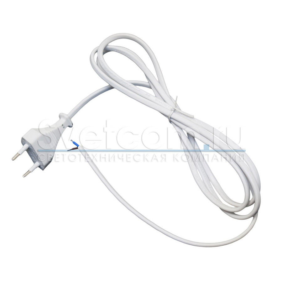 Шнур с вилкой, L=5000мм, ШВВП-ВП 2х0,5мм, белый