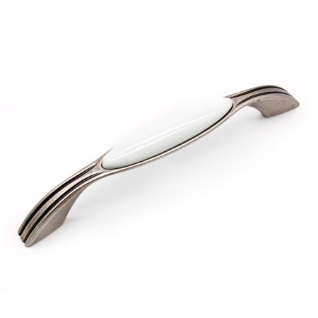 Ручка-скоба, UP17-0128-GA011-WHT-0, Bello, 128мм, металл/керамика, никель/белый, Gamet