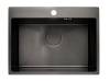 Мойка Онега 60, 600х450х220мм, нержавеющая сталь SUS 304, 1 отверстие, брашированный черный, HISSEN