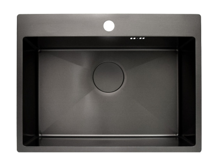 Мойка Онега 60, 600х450х220мм, нержавеющая сталь SUS 304, 1 отверстие, брашированный черный, HISSEN