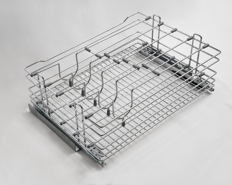 Корзина для хранения сковородок и крышек, база 600мм, направл. ГТВ с доводчиком, хром, Россия