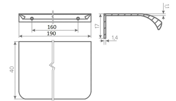 Ручка торцевая, HEXA, 160/190мм, металл, черный матовый, GTV