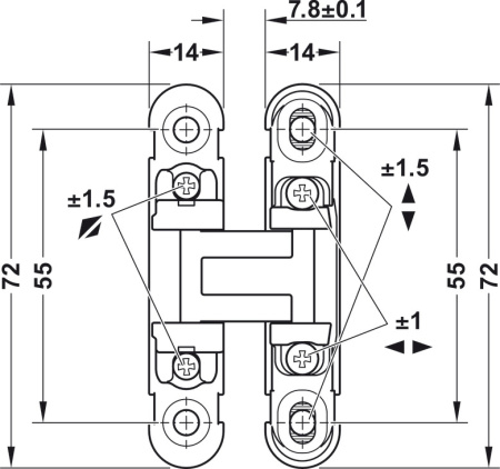 Петля скрытая 180*, для плиты от 18мм, с заглушками, металл, Hafele