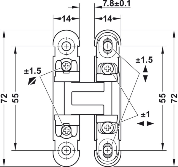 Петля скрытая 180*, для плиты от 18мм, с заглушками, металл, Hafele