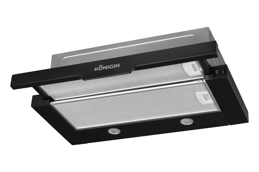 Вытяжка встраиваемая телескопическая Rebus Smooth Black, 60 см, б/уг. фильтра, черный, Konigin