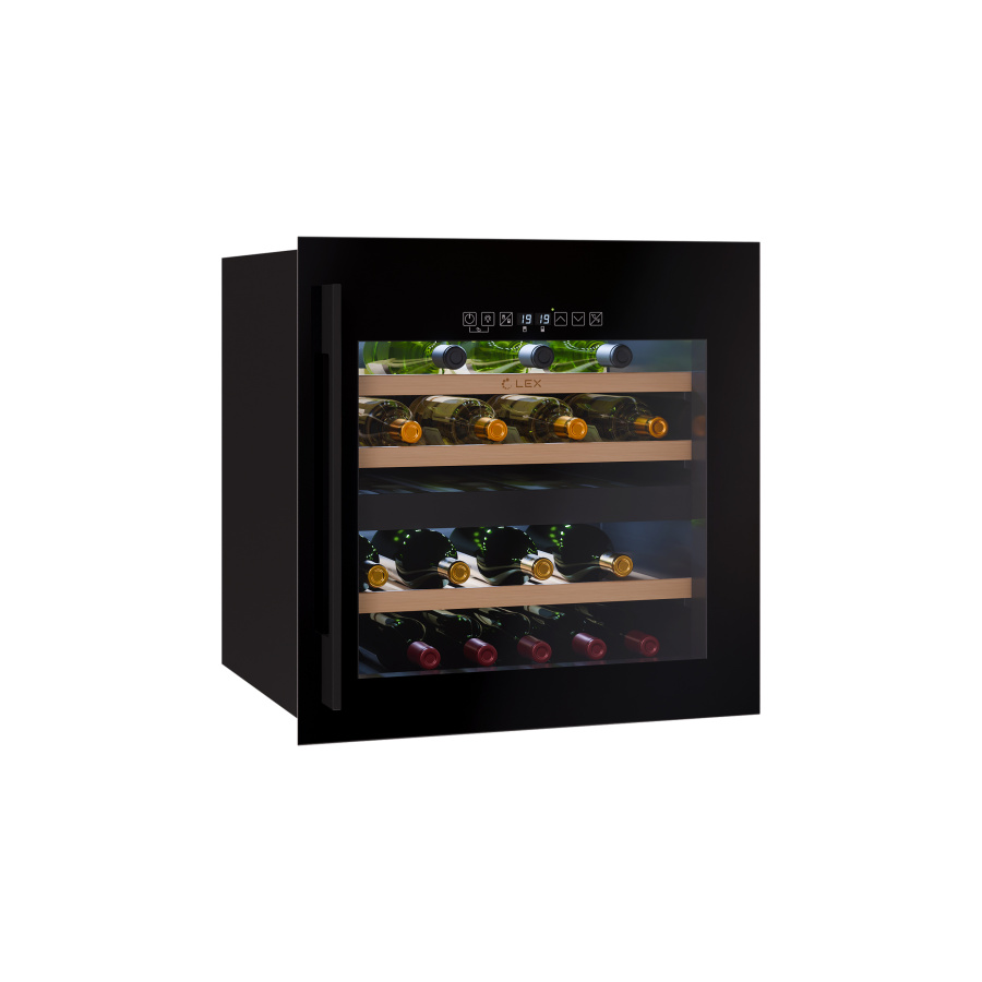 Винный шкаф LWD6036BL DUAL ZONE S, 595х590х563 мм, стекло, черный, Lex