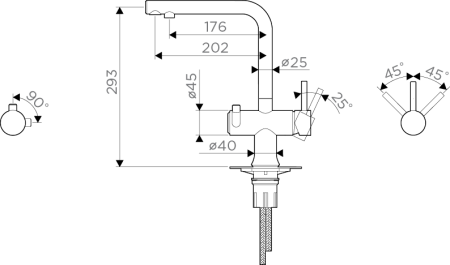 Смеситель Hotaru-B, латунь, вороненая сталь/голубой