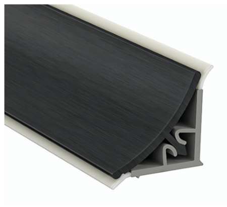 Плинтус пристеночный, 16х16мм, L=4200мм, пластик/алюминий, анодированный черный матовый