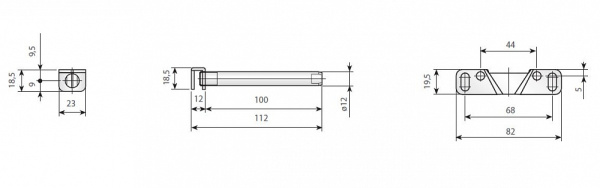 Полкодержатель скрытый d=12мм, L=100мм, 20кг на пару, TENTI-8
