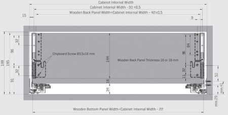 Стеклянная панель ящика FLOWBOX, для боковины H106, 450мм, антрацит, Samet