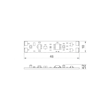 Выключатель на взмах с диммером, в профиль, 12-24В/5А, 43х10х5мм, SIR-5DL