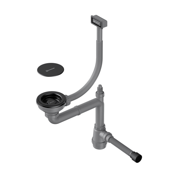 Арматура для одночашевых моек WK-1C-GB, прямоуг. перелив, графит