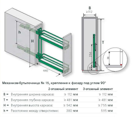 Корзина 150мм, 2 яруса, боковое правое, с напр. полн. выдвиж., плав. закр, 3D, антрацит, Kessebohmer